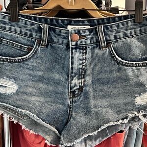 Billabong Women's Light Wash Distressed Denim Cutoff Shorts